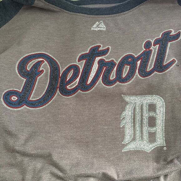 Majestic Detroit Tigers Baseball 3/4 Sleeve Raglan T-Shirt Men's Size 3XT Brown - Picture 1 of 7